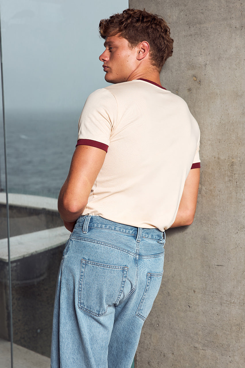 OLIVER SHORT SLEEVE T-SHIRT - SAND/WINE - OLIVERSHORTSLEEVET-SHIRT-SAND_WINE-2