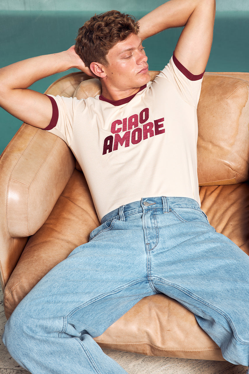 OLIVER SHORT SLEEVE T-SHIRT - SAND/WINE - OLIVERSHORTSLEEVET-SHIRT-SAND_WINE