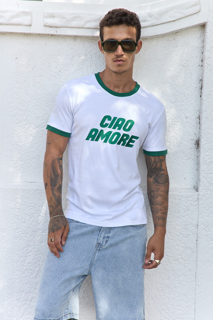 OLIVER SHORT SLEEVE T-SHIRT - WHITE/GREEN
