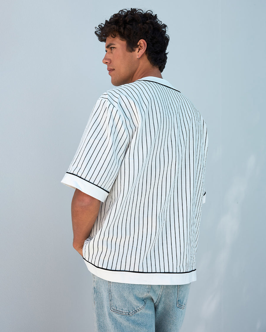 OLIVIER BASEBALL SHIRT - BLACK/WHITE - OLIVIERBASEBALLSHIRT-BLACKWHITE-1