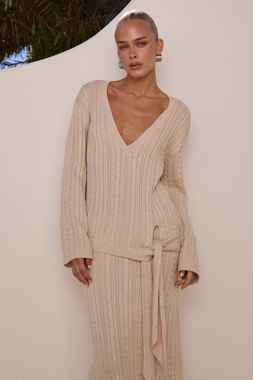 OPHELIA SLEEVED KNIT TOP - CREAM XXL - OPHELIASLEEVEDKNITTOPXOPHELIAKNITMAXISKIRT-CREAM-1