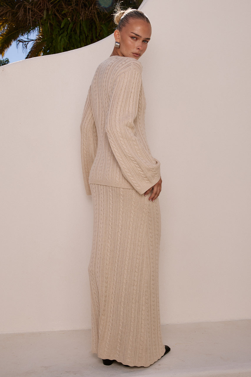 OPHELIA SLEEVED KNIT TOP - CREAM