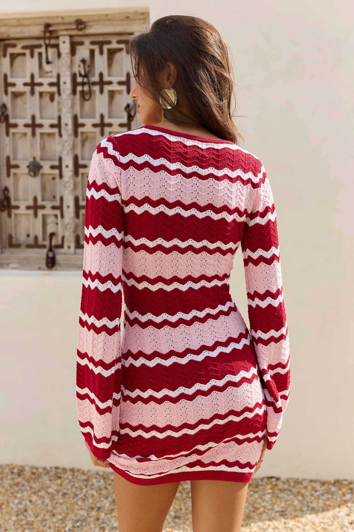ORIANA LONG SLEEVE KNIT MINI DRESS - PINK MULTI - ORIANALONGSLEEVEKNITMINIDRESS-PINKMULTI-02