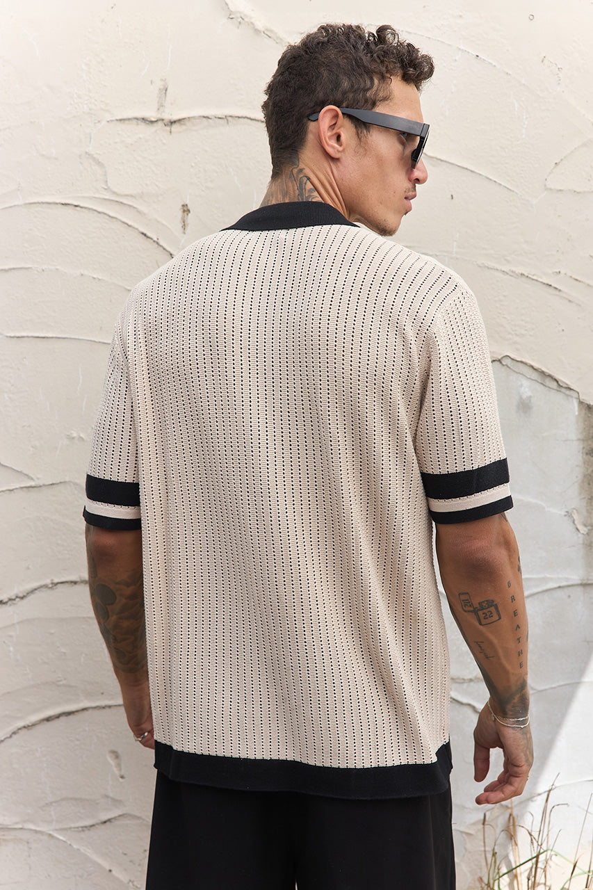 OWEN SHIRT - SAND/BLACK