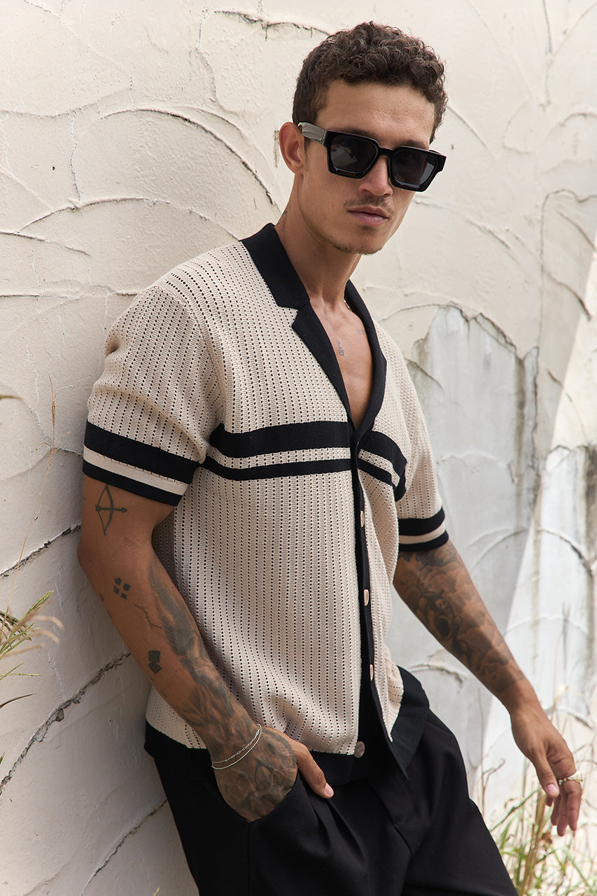 OWEN SHIRT - SAND/BLACK