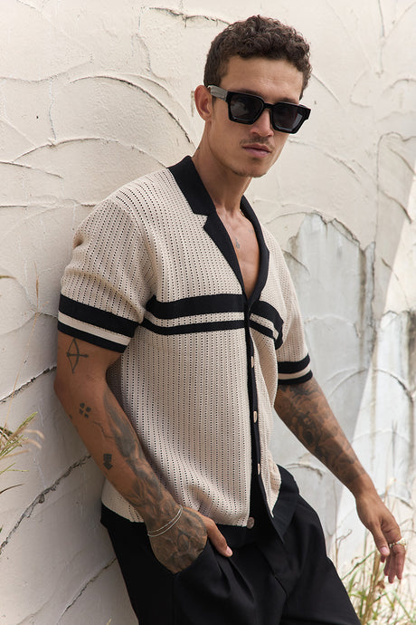 OWEN SHIRT - SAND/BLACK