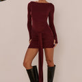 PETRA SLEEVED MINI DRESS - WINE