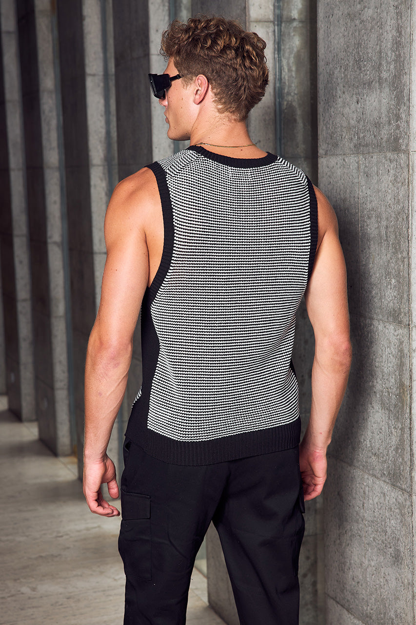 PIETRO KNIT TANK - BLACK/WHITE