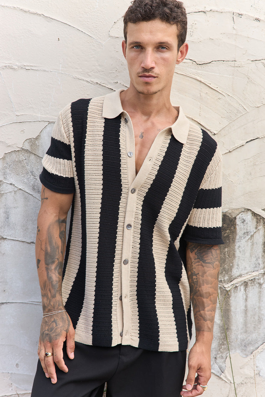 PRESLEY SHIRT - BLACK/SAND
