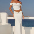 REMINA LOW WAIST RUCHED MAXI SKIRT - WHITE