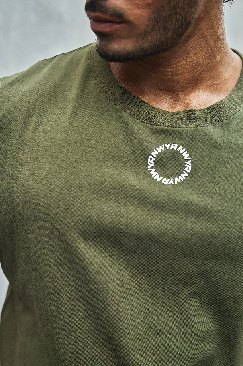 RNWY CREST FITTED TANK TOP - KHAKI