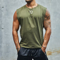 RNWY CREST FITTED TANK TOP - KHAKI