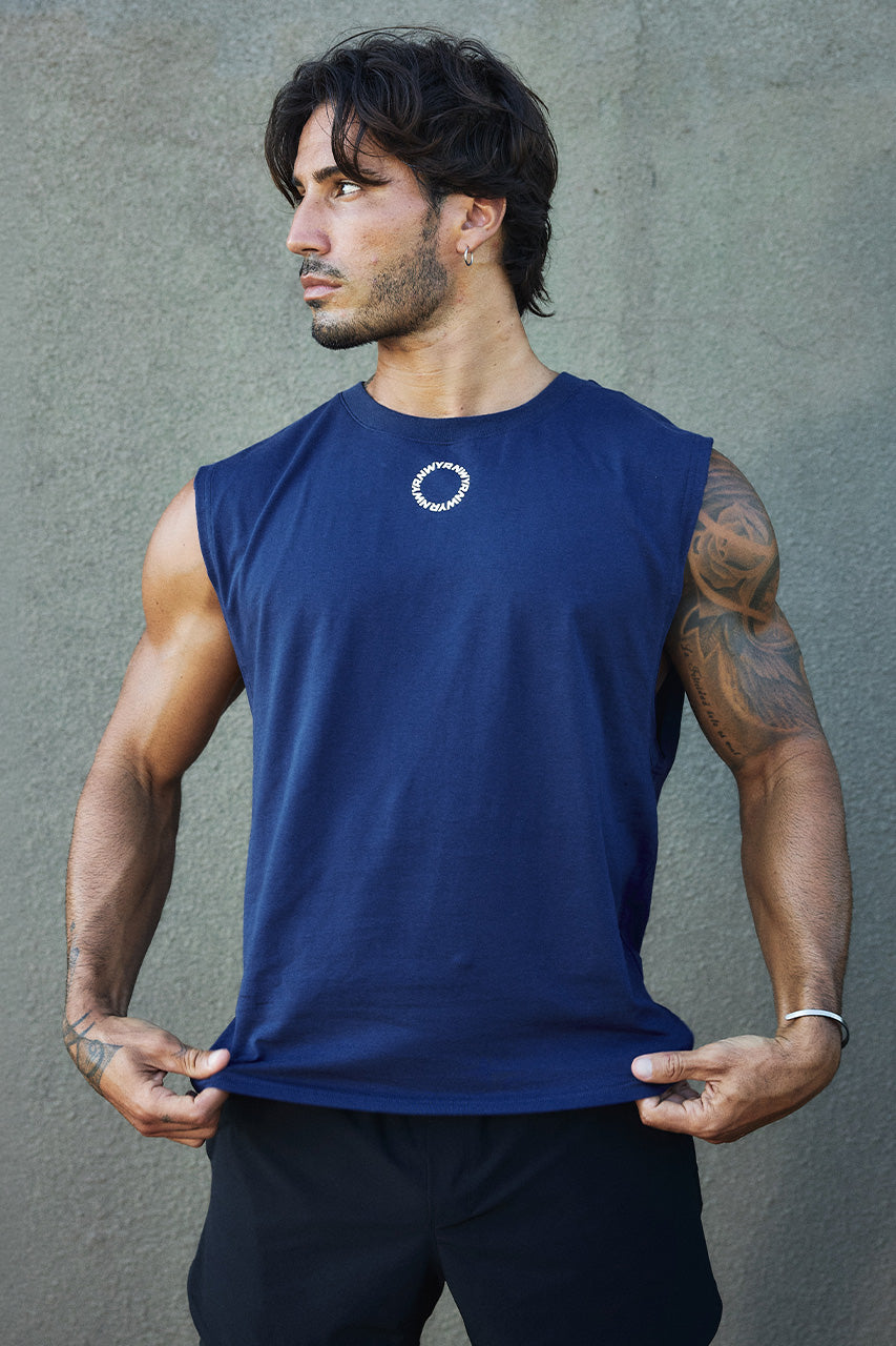 RNWY CREST FITTED TANK TOP - NAVY