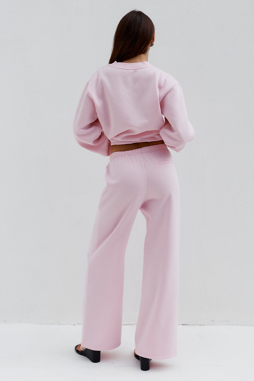 SHOBI LOW RISE TRACK PANTS - BALLET PINK - RNWYCREWNECKSWEATERxSHOBILOWRISETRACKPANTS-BALLETPINK
