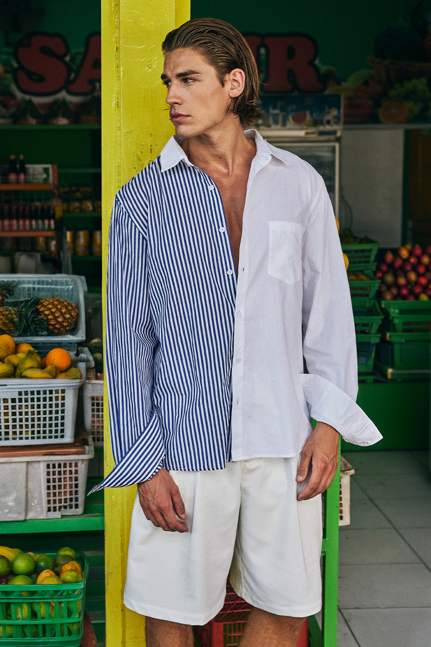 ROMEO LONG SLEEVE SHIRT - NAVY STRIPE/WHITE - ROMEOLONGSLEEVESHIRT-NAVYSTRIPEWHITE-09