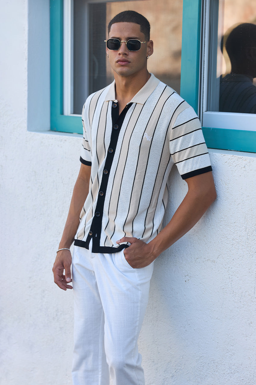 RONALDO COLLARED KNIT TOP - SAND STRIPE - RONALDOCOLLAREDKNITTOP-SANDSTRIPE-2