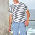 RONAN SHORT SLEEVE KNIT TOP - NAVY/WHITE STRIPE