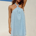 ROSE KEY HOLE MINI DRESS - BABY BLUE