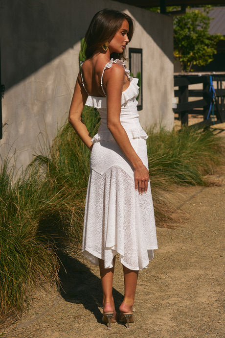 ROXELLE HANDKERCHIEF MIDI SKIRT - WHITE