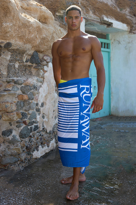 RUNAWAY BEACH TOWEL - BLUE STRIPE