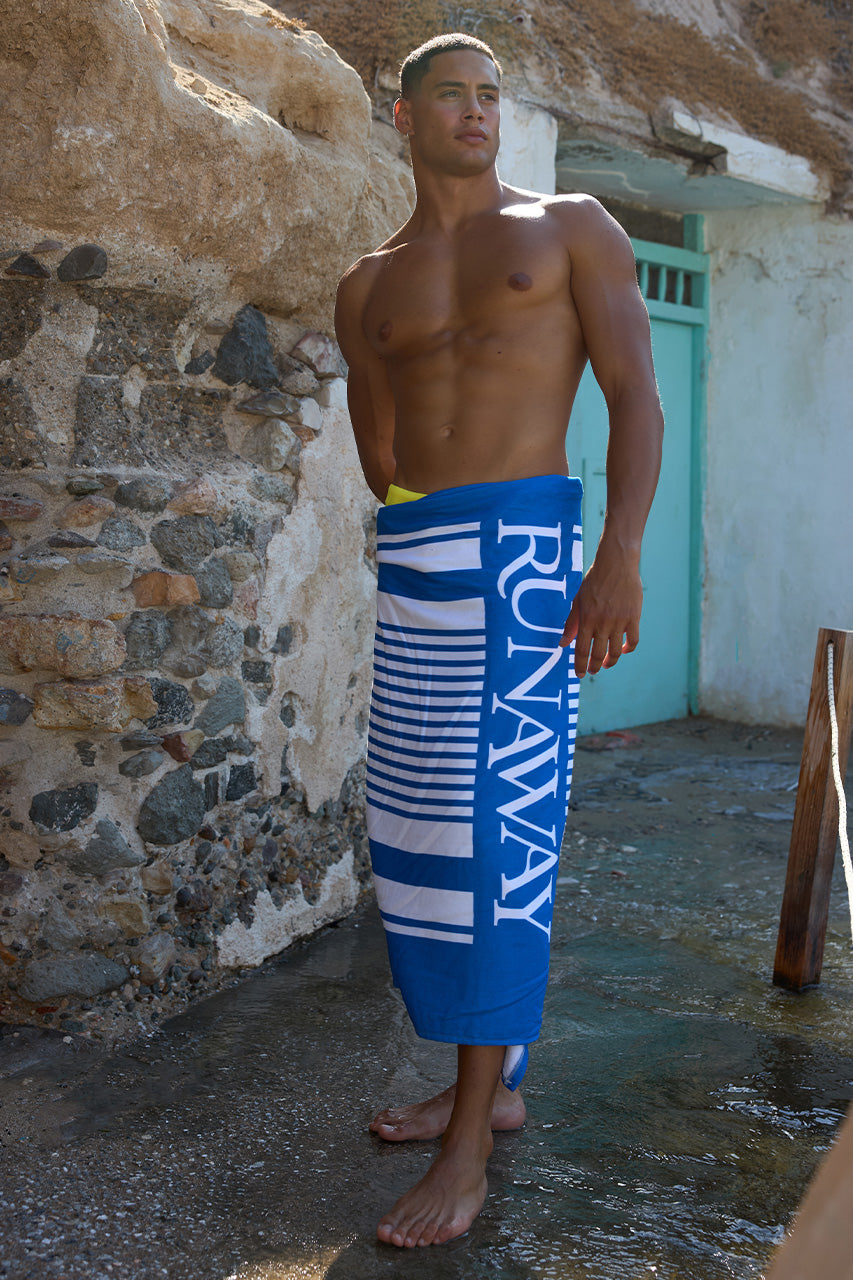 RUNAWAY BEACH TOWEL - BLUE STRIPE - RUNAWAYBEACHTOWEL-BLUESTRIPE_-1