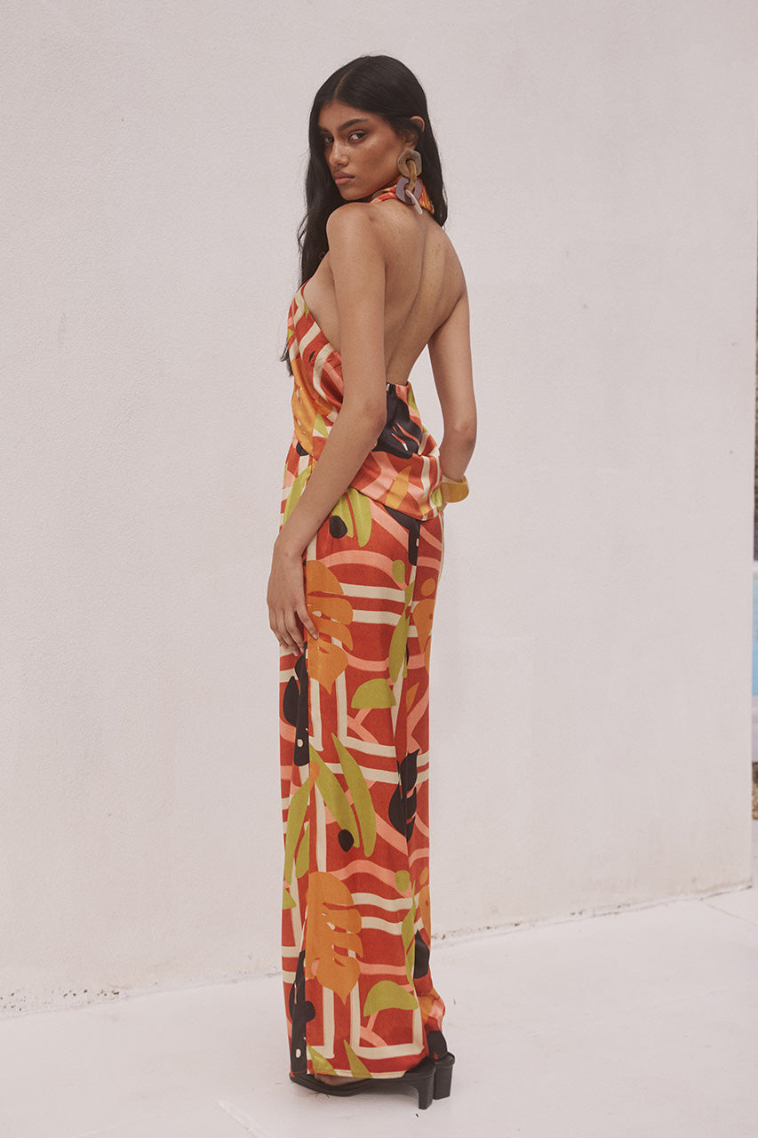 SACHI CROSS FRONT HALTER TOP - SACHI PRINT