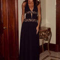 SAFINO HALTER LOW PLUNGE MAXI DRESS - BLACK