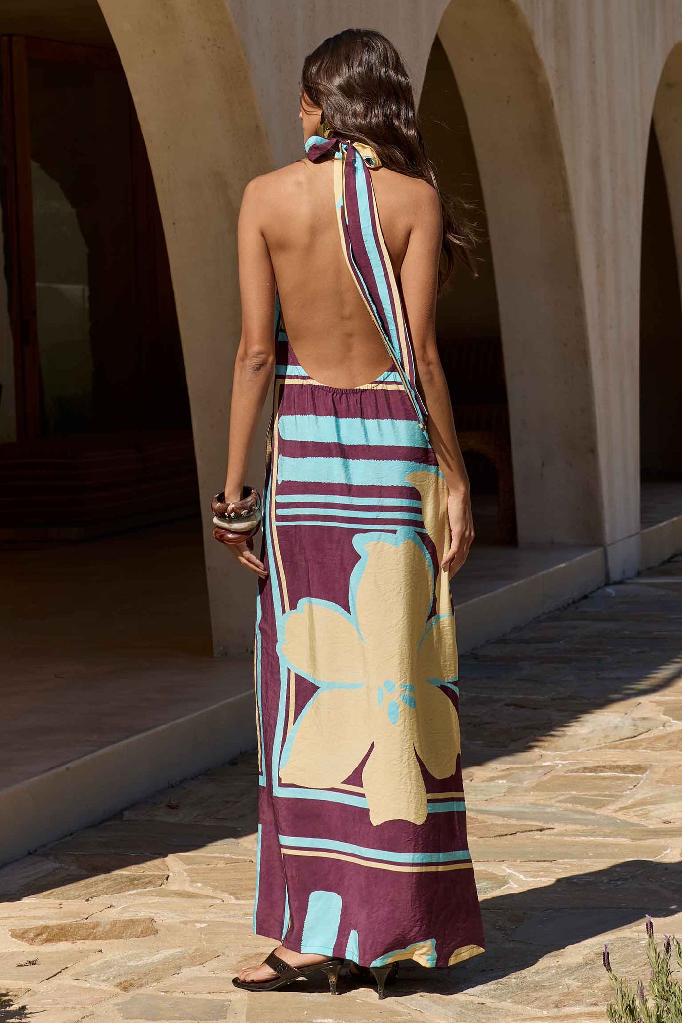 SALINA PLUNGE NECK MAXI DRESS - SALINA BERRY