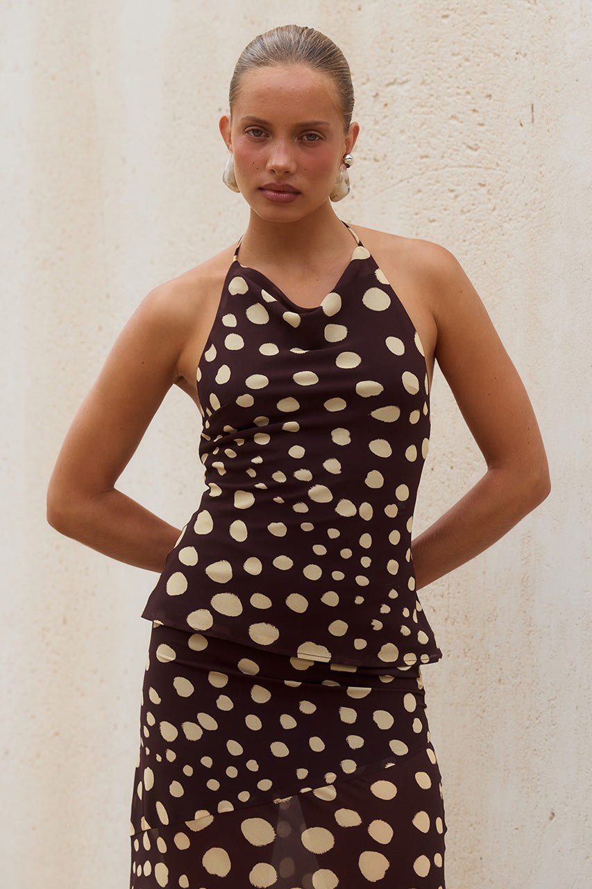 SALMA PEPLUM HALTER TOP - SALMA SPOTS XXL - SALMAPEPLUMHALTERTOPXDOLORISLOWWAISTMAXISKIRT-SALMASPOTS-07