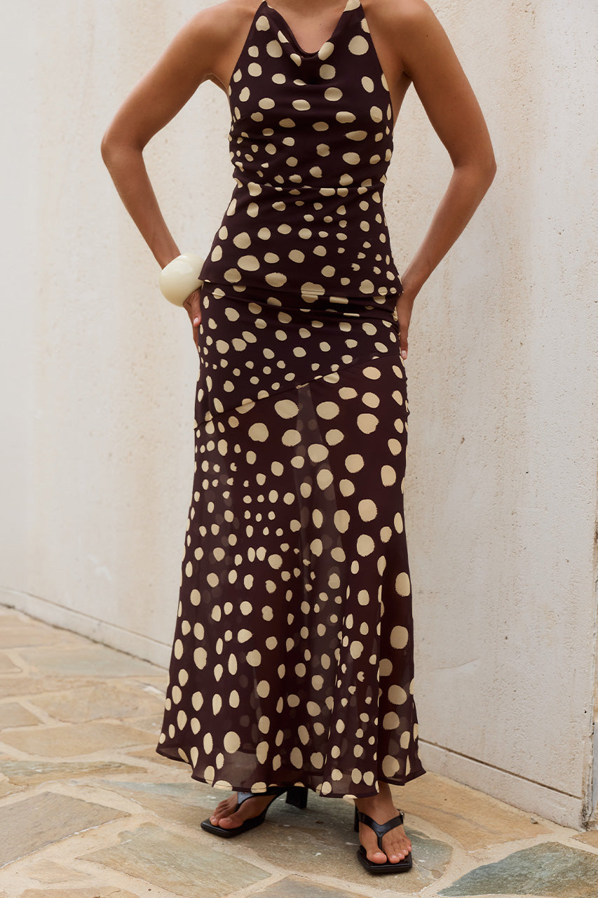 DOLORIS LOW WAIST MAXI SKIRT - SALMA SPOTS - SALMAPEPLUMHALTERTOPXDOLORISLOWWAISTMAXISKIRT-SALMASPOTS-13