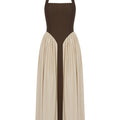SAMMI HALTER MIDI DRESS - CHOCOLATE/SAND