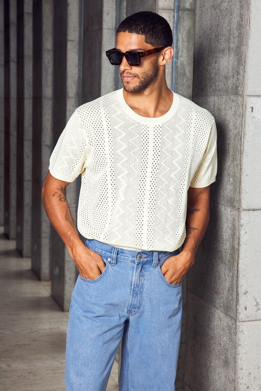 SANDER SHORT SLEEVE KNIT TOP - LEMON