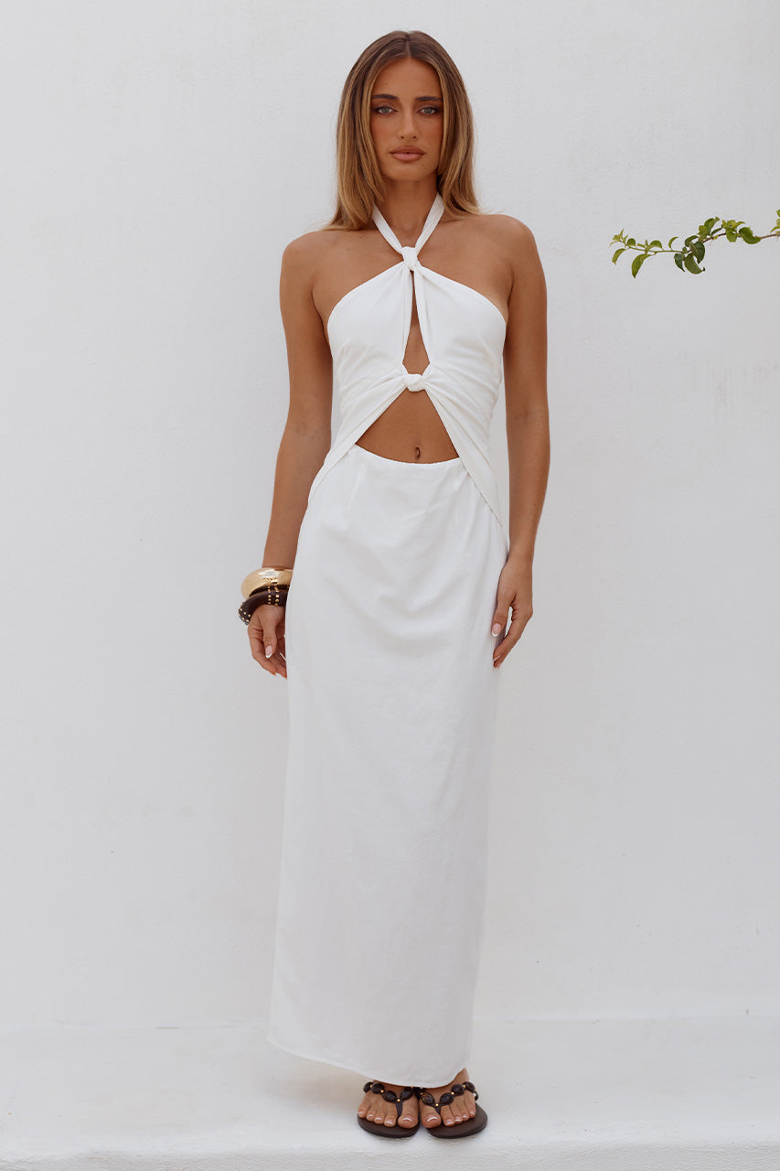 SHELLIE KEYHOLE HALTER MIDI DRESS - WHITE - SHELLIEKEYHOLEHALTERMIDIDRESS-WHITE-5