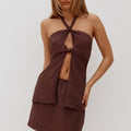 SHELLIE KEYHOLE HALTER TOP - CHOCOLATE