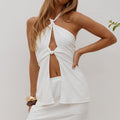 SHELLIE KEYHOLE HALTER TOP - WHITE