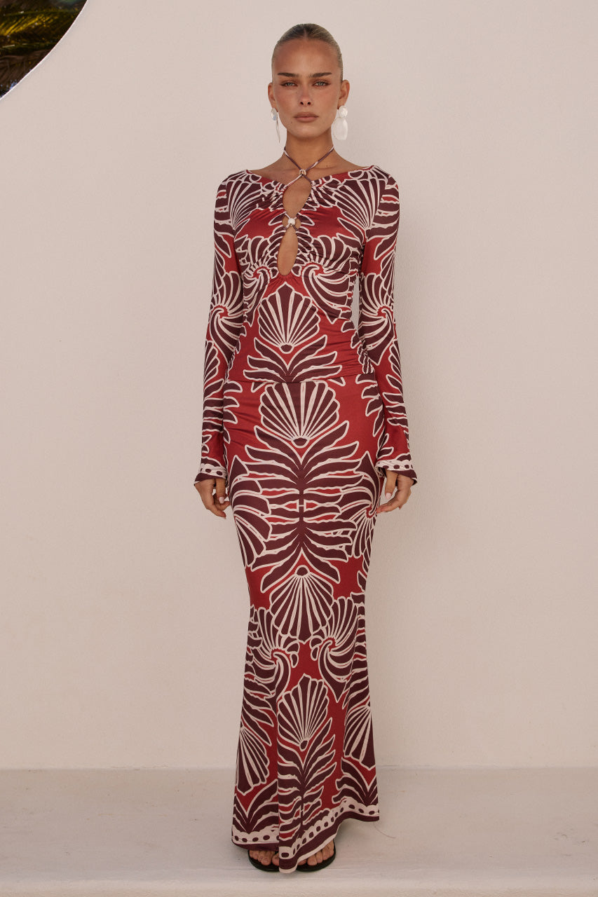 SIENNA MAXI SKIRT - BRODIE RED - SIENNASLEEVEDTOPXSIENNAMAXISKIRT-BRODIERED_-4