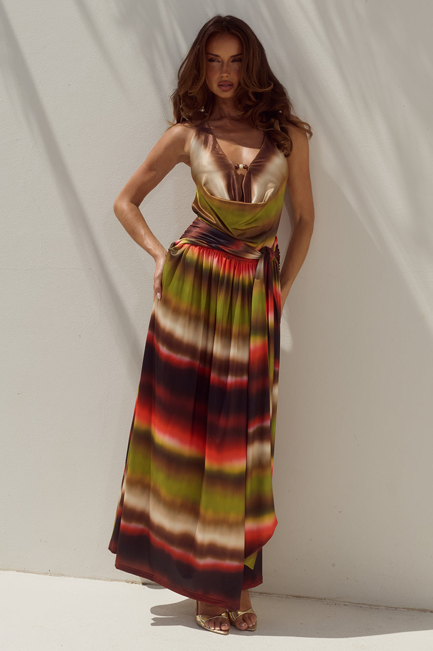 SIMONA LOW PLUNGE COWL MAXI DRESS - ANABELL RED