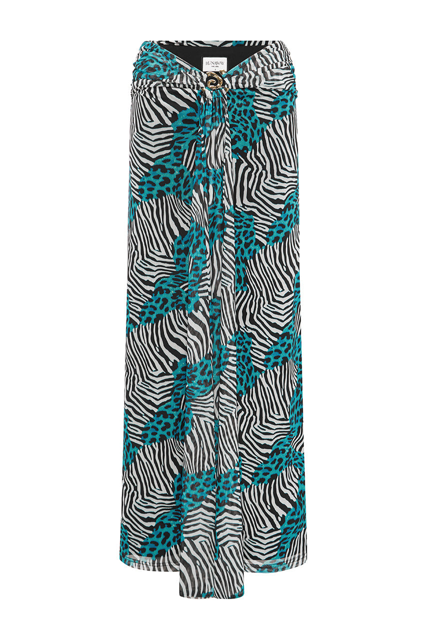 SKYLAR RUCHED MAXI SKIRT - DANTE TEAL - SKYLARRUCHEDMAXISKIRT-DANTETEAL