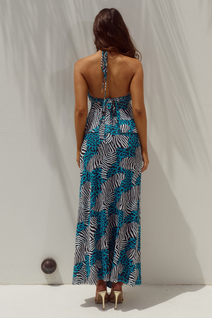 SKYLAR RUCHED MAXI SKIRT - DANTE TEAL - SKYLARSHEERHALTERSPLITFRONTTOPXSKYLARRUCHEDMAXISKIRT-DANTETEAL_-06