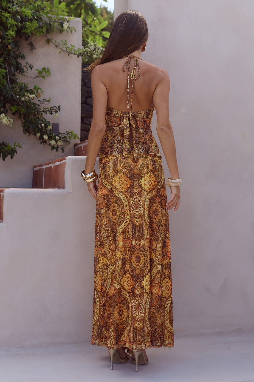 SKYLAR RUCHED  MAXI SKIRT - MAGNOLIA MANGO