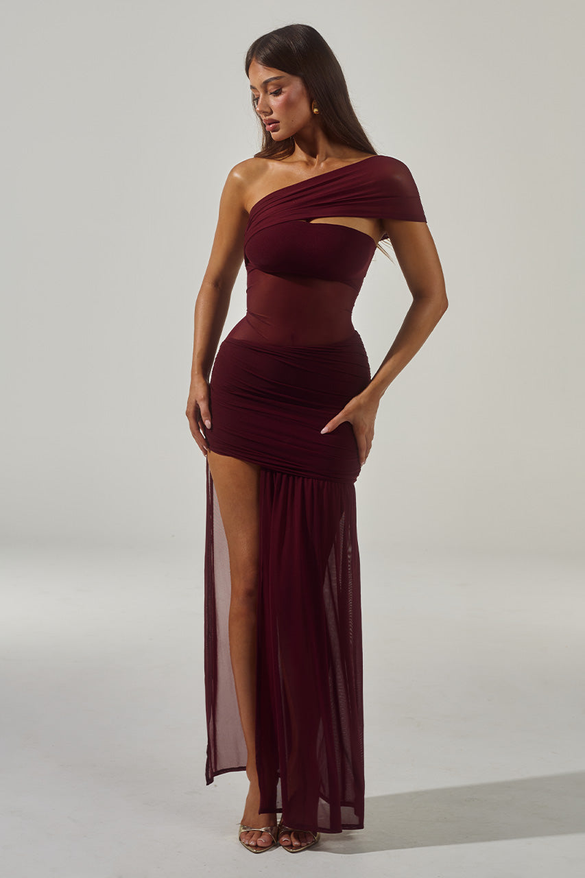 SORELLI ONE SHOULDER MINI DRESS - PLUM - SORELLIONESHOULDERMINIDRESS-PLUM-1