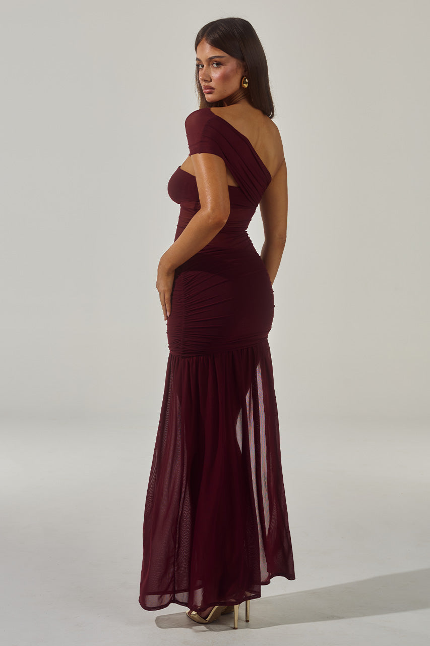 SORELLI ONE SHOULDER MINI DRESS - PLUM
