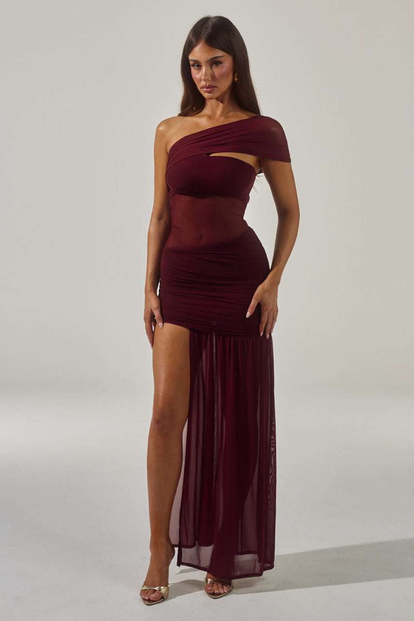 SORELLI ONE SHOULDER MINI DRESS - PLUM