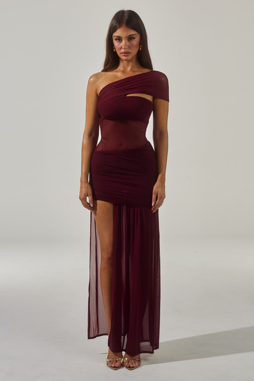SORELLI ONE SHOULDER MINI DRESS - PLUM - SORELLIONESHOULDERMINIDRESS-PLUM