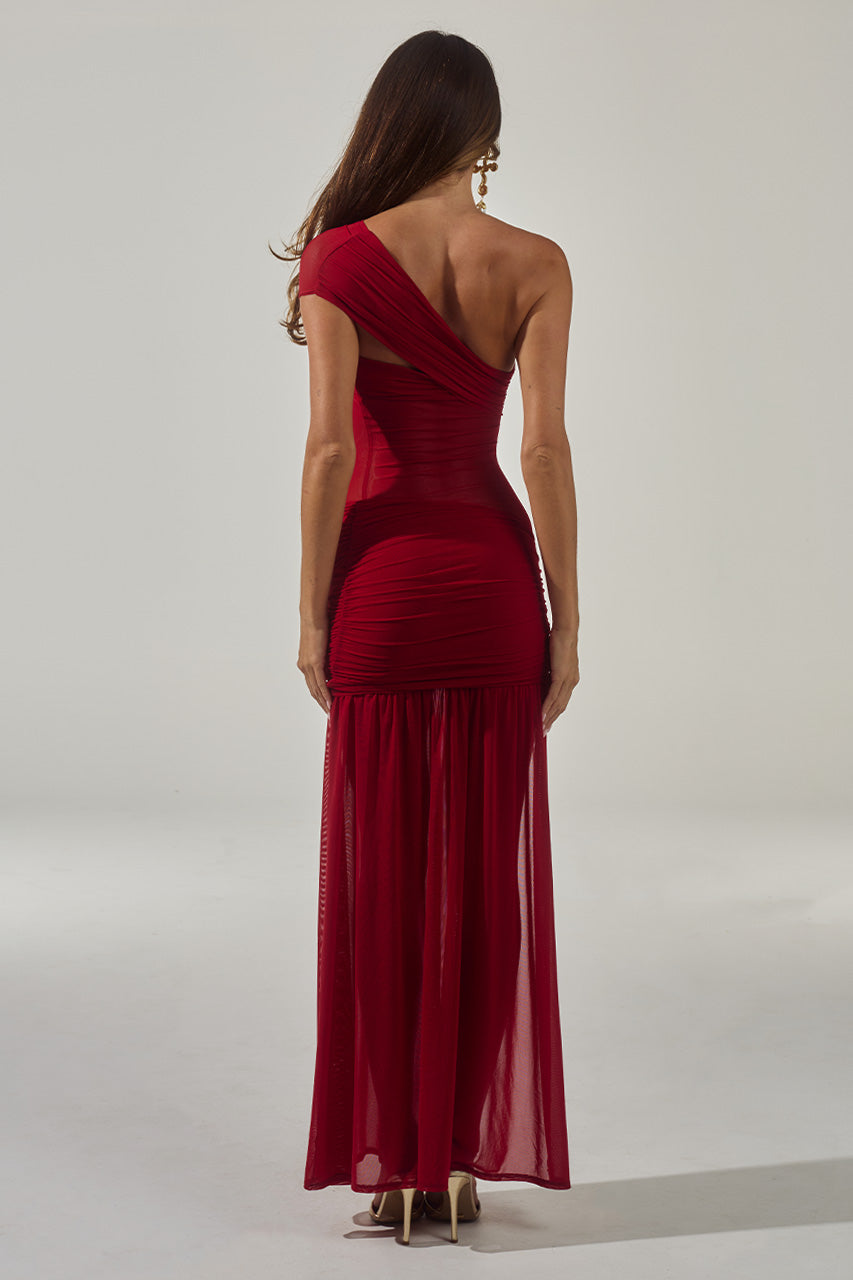 SORELLI ONE SHOULDER MINI DRESS - RED