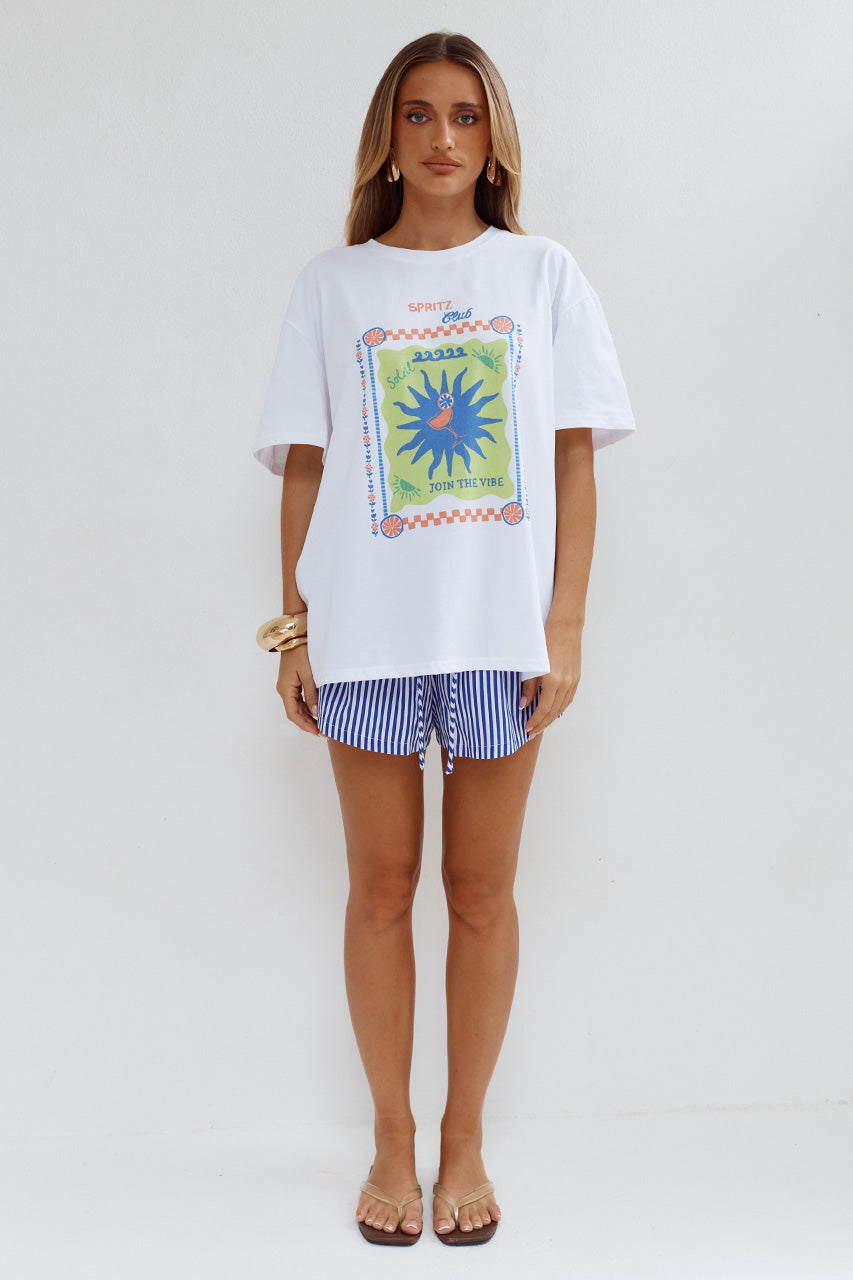 SPRITZ GRAPHIC SHIRT - SPRITZ MULTI - SPRITZGRAPHICT-SHIRT-SPRITZMULTIXTILKAELASTICEDTIEWAISTSHORTS-BLUESTRIPE