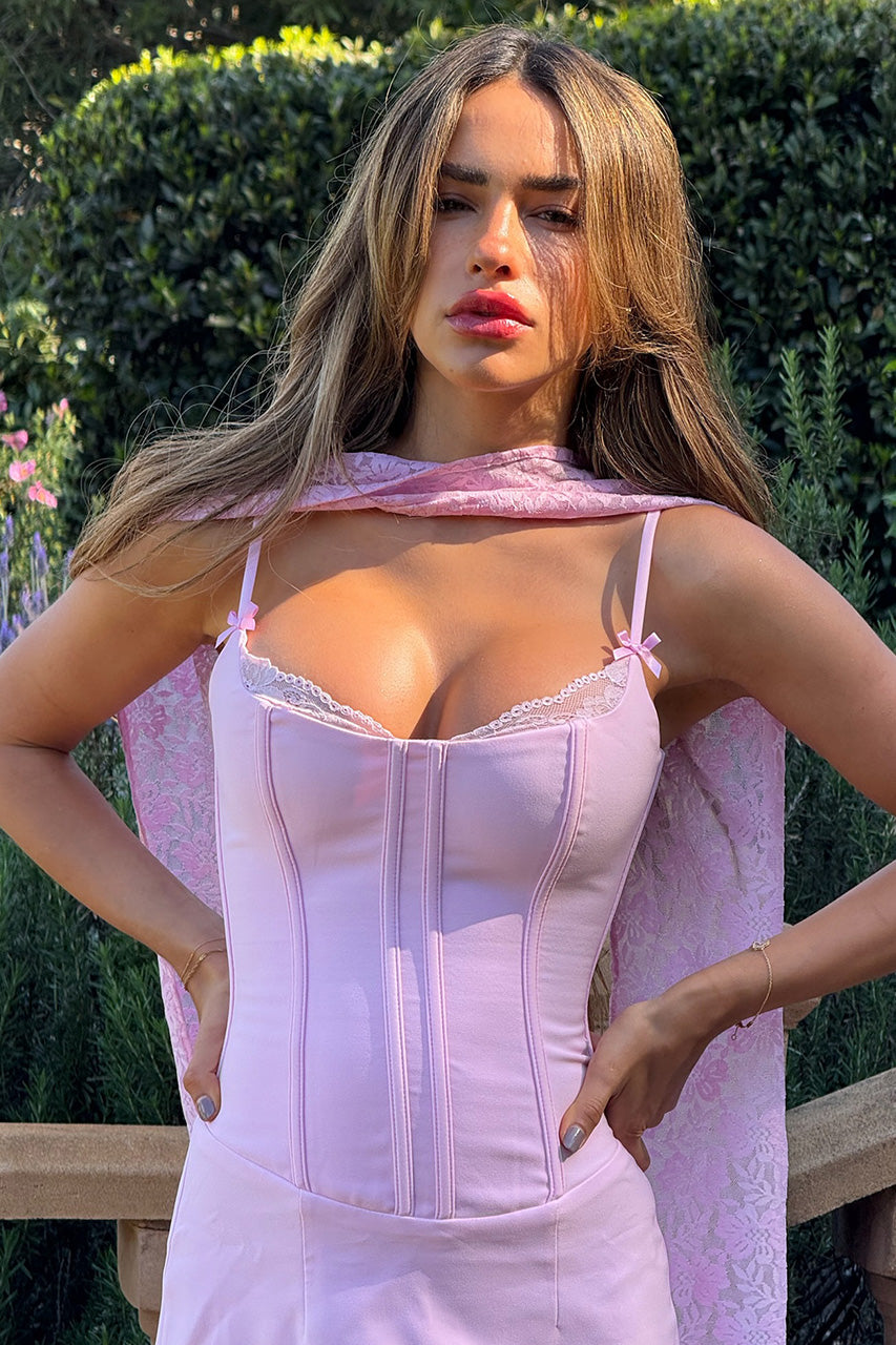 STARLA BUSTIER SCARF MINI DRESS - MUSK - STARLAMINIDRESS-04