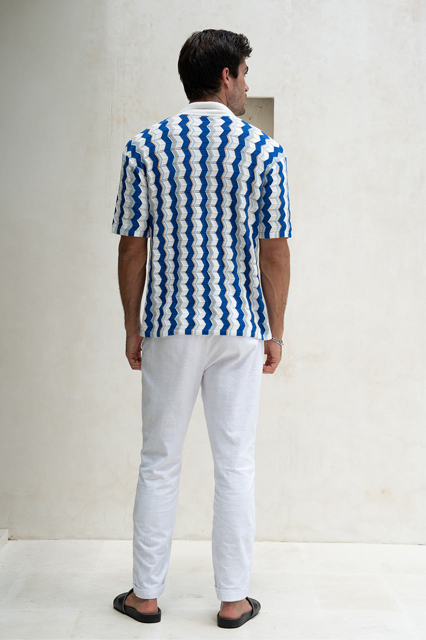 STEFANO KNIT TOP - BLUE MULTI