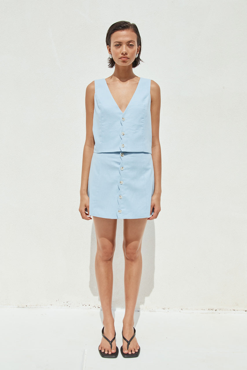 STELLA VEST - SKY BLUE - STELLAVESTSKYBLUExSTELLAMINISKIRTSKYBLUE