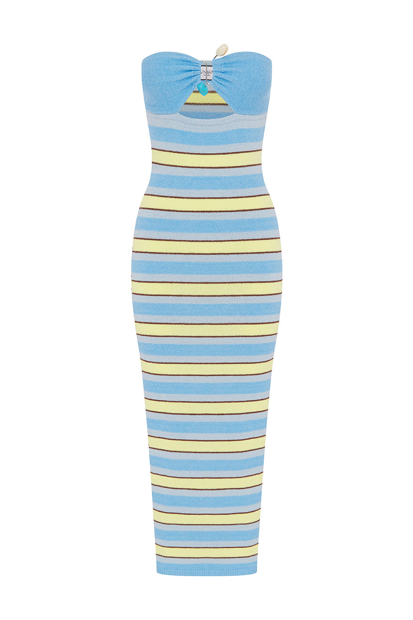 SYBIL MIDI DRESS - BLUE MULTI - SYBILMIDIDRESS